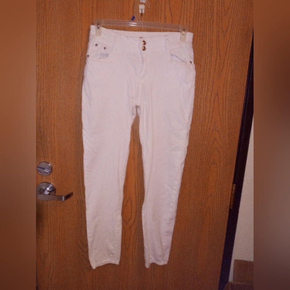 REBEL love women's white double button pants size 13/14 A-37